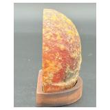 Natural Polished front Agate on custom wooden stand from Brazil
