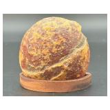 Natural Polished front Agate on custom wooden stand from Brazil