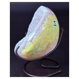 Delicate Lavender Amethyst druzy heart with custom metal stand