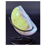 Delicate Lavender Amethyst druzy heart with custom metal stand