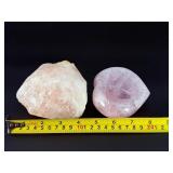 Raw Rose Quartz stone & Rose Quartz Heart Shaped Dish