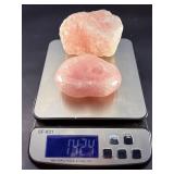 Raw Rose Quartz stone & Rose Quartz Heart Shaped Dish