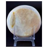 Agate dish is a beautifully polished, hand-carved piece that highlights the natural banding and rich earthy tones of agate.