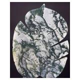 Large Hand-Carved Moss Agate Leaf is a beautifully sculpted piece that showcases the natural beauty of moss agate in a graceful, leaf-shaped form.