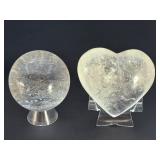 Quartz Sphere and Quartz Heart with Inclusions are captivating crystal pieces that showcase the natural beauty and energetic depth of quartz.