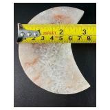 Pink Druzy Amethyst Moon is a stunning crescent-shaped crystal featuring a sparkling druzy surface in soft pink and delicate amethyst tones.