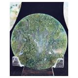 Circular Moss Agate Slabs are beautifully cut and polished slices that showcase the organic, moss-like inclusions moss agate is known for.
