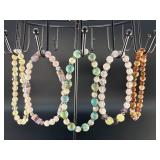 5 Stunning Natural Gemstone & Crystal Beaded  Bracelets.