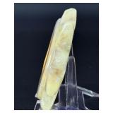 Sun Druzy Agate is a radiant crystal piece featuring a vibrant druzy center surrounded by naturally banded agate in warm, sunny tones.