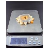 Sun Druzy Agate is a radiant crystal piece featuring a vibrant druzy center surrounded by naturally banded agate in warm, sunny tones.