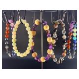 5 Stunning Natural Gemstone & Crystal Beaded  Bracelets.