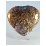 Agua Nueva Moss Agate Heart is a beautifully polished heart-shaped crystal showcasing the lush, green moss-like inclusions characteristic of Agua Nueva Moss Agate.