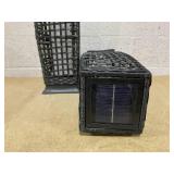 Costway NP10519DK-2 Solar-Powered Square Wicker Floor Lamp with Auto LED Light, Black - 2 Piece