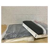 COSTWAY Bar Stool Set of 2, 360° Swivel Bar Height 29.5 inch Bar Stool with Foot Rest Upholstered Cushion & Ergonomic Backrest, Sturdy Frame, for Pub, Restaurant, Home (2, Antique White+ Grey)