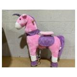 Qaba Ride on Real Walking Unicorn with Sparkly Horn, Soft Plush Ride on Rocking Horse Bearing 176lbs
