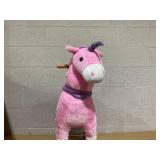 Qaba Ride on Real Walking Unicorn with Sparkly Horn, Soft Plush Ride on Rocking Horse Bearing 176lbs