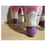 Qaba Ride on Real Walking Unicorn with Sparkly Horn, Soft Plush Ride on Rocking Horse Bearing 176lbs