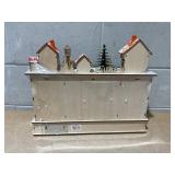 HOMCOM Christmas Advent Calendar, Light Up Table Xmas Wooden Store Holiday Decoration with Countdown Drawer, Village, for Kids and Adults, Natural