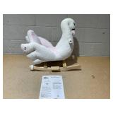 Qaba Kids Ride On Rocking Horse Plush Swan Style Toy with Music for Over 18 Months Children, White and Pink