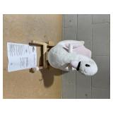 Qaba Kids Ride On Rocking Horse Plush Swan Style Toy with Music for Over 18 Months Children, White and Pink