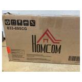 HOMCOM Wingback Accent Chair for Living Room, Button-Tufted Lounge Chair with Round Armrests and Wood Legs, Dark Gray