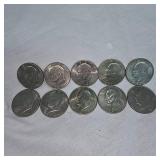 10 Qty Ike "Silver" Dollars 1971,1972,1974