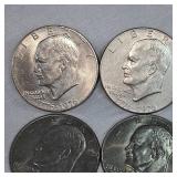 10 Qty-Ike Silver Dollars 1971,72,Bicentennial 76