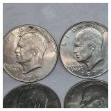 10 Qty-Ike Silver Dollars 1971,72,Bicentennial 76