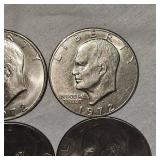 10 Qty-Ike Silver Dollars 1971,72,Bicentennial 76