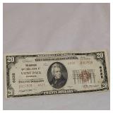 1929 $20 National Bank of St. Paul, Mn Note