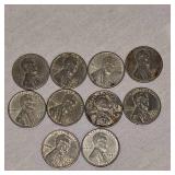 10 Steel Wheat Back Pennies