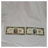 2-1953 $2 Red Seal Notes, One is a Star Note