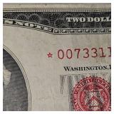 2-1953 $2 Red Seal Notes, One is a Star Note