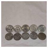 10 Assorted Ike Silver Dollars 1971-1978