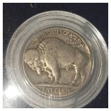 5 Buffalo Nickels in C.O.A. Sleeves, Very Nice