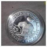 2011,100 Schillings, African Elephant 1oz Silver
