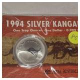 1994 1oz Australian Kangaroo Silver Round