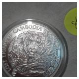 2023 1 oz Cambodian Tiger Silver Round