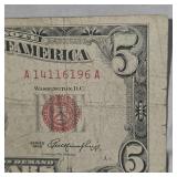 1953 $5 Red Seal Certificate