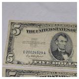 1950 C Lincoln $5 & 1953 $5 Silver Certificate
