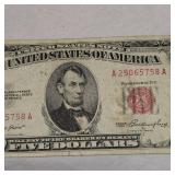 1953 Red Seal $5 & 1953 A $5 Silver Certificate