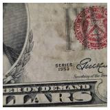 1953 Red Seal $5 & 1953 A $5 Silver Certificate