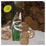 Lot of 417 Wheatback Pennies Unsearched