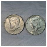2-1968 Kennedy 40% Silver Halfs 50c