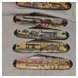 5 Dinasaur Knives and 1 Happy Holidays