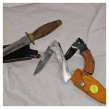 5" Dagger and 2 Folding Knives