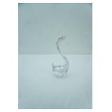Vintage Murano-Style Art Glass Swan Figurine. Iridescent clear glass