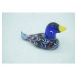 Hand-Blown Art Glass Duck Figurine 3" long and 1.5" tall