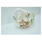 Vintage Capodimonte Porcelain Swan Planter or Centerpiece Dish with Gold Accents.
