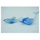 Blue Art Glass Dolphin Figurines